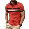 Men's Printed Striped Casual Lapel Buttoned POLO Shirt 74659434X sold by Manly