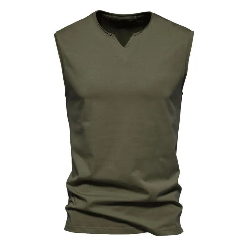 Men's Fashion Solid Color V-Neck Tank Tops 06992752X sold by Manly