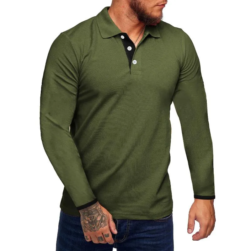Men's Casual Cotton Blended Lapel Slim Fit Long Sleeve Polo Shirt 67263647M sold by Manly product image thumbnail 4