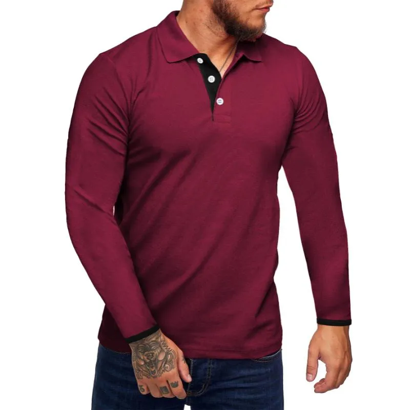 Men's Casual Cotton Blended Lapel Slim Fit Long Sleeve Polo Shirt 67263647M sold by Manly product image thumbnail 3