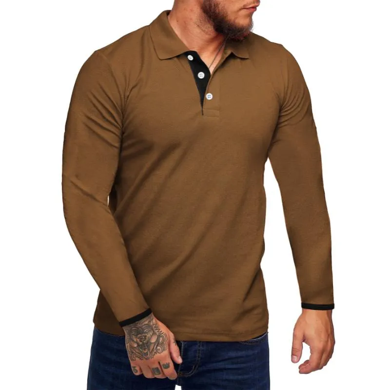 Men's Casual Cotton Blended Lapel Slim Fit Long Sleeve Polo Shirt 67263647M sold by Manly product image thumbnail 5