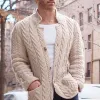 Men's Vintage Stand Collar Single Breasted Cable Knit Cardigan 26165463Z sold by Manly