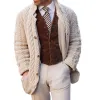 Men's Vintage Stand Collar Single Breasted Cable Knit Cardigan 26165463Z sold by Manly