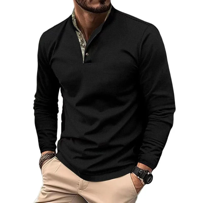 Men's Waffle Colorblock Long Sleeve T-shirt 01564892Y sold by Manly