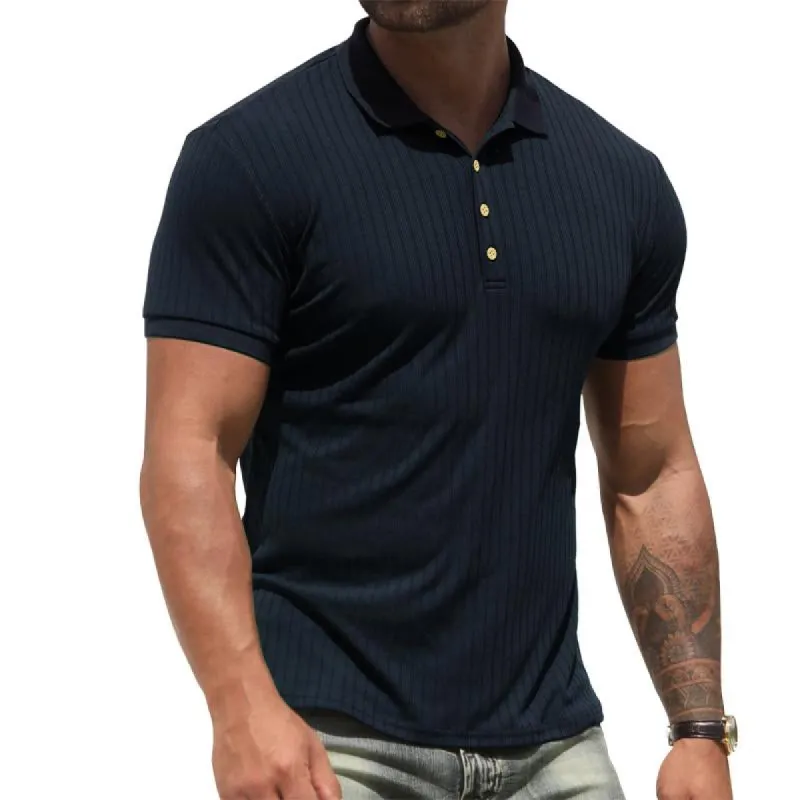 Men's Casual Solid Color Lapel Short-Sleeved Polo Shirt 73728513Y sold by Manly