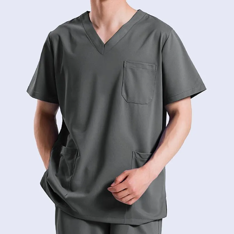 Men's Solid Color V-neck Pockets Casual T-shirt 37319221Z sold by Manly product image thumbnail 2