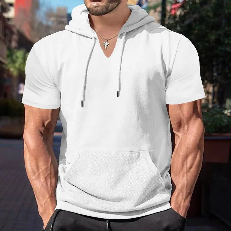 Men's Fashion Solid Loose Hooded Short Sleeve Casual T-shirt 17559716Z sold by Manly product image thumbnail 2