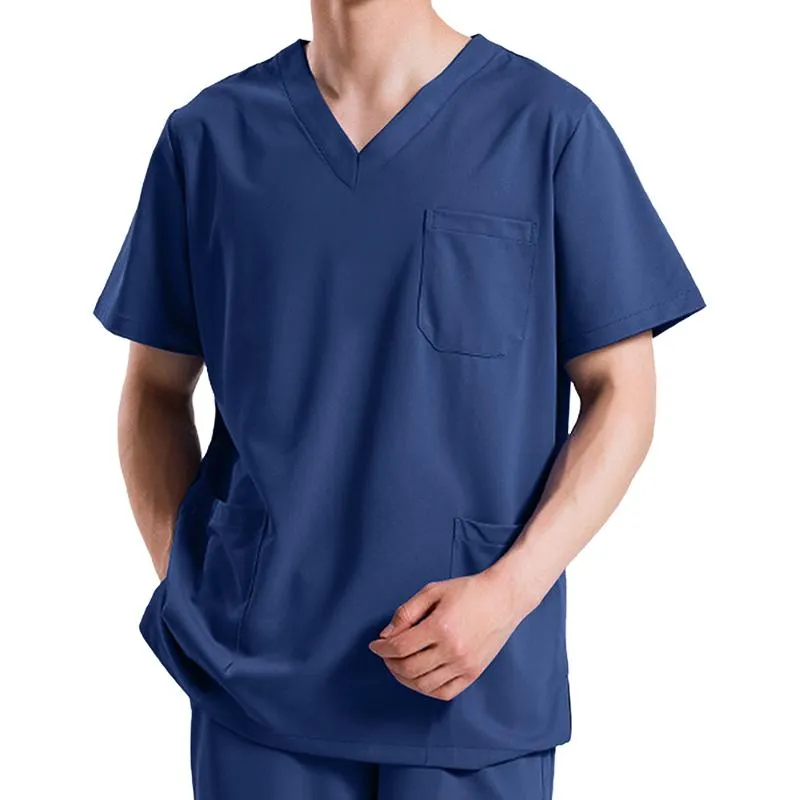 Men's Solid Color V-neck Pockets Casual T-shirt 37319221Z sold by Manly