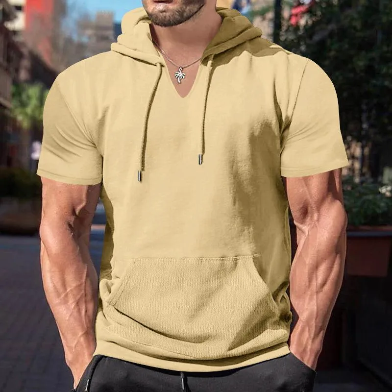 Men's Fashion Solid Loose Hooded Short Sleeve Casual T-shirt 17559716Z sold by Manly product image thumbnail 5