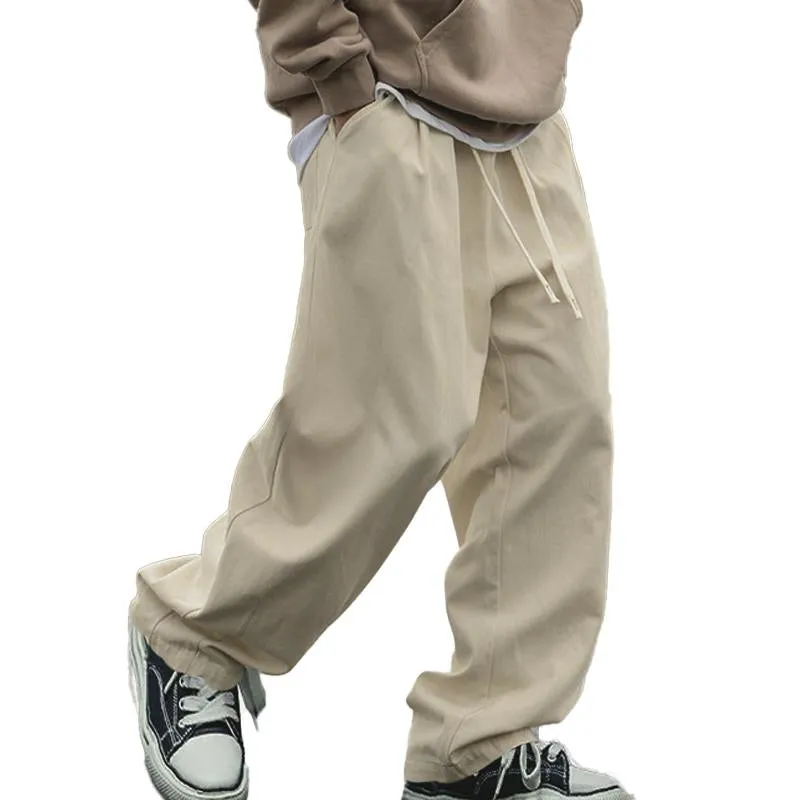 Men's Loose Solid Color Cotton Drawstring Straight Cargo Pants 13504767Y sold by Manly