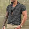 Men's Retro Geometric Simple Lapel Short Sleeve Shirt 24316740TO sold by Manly