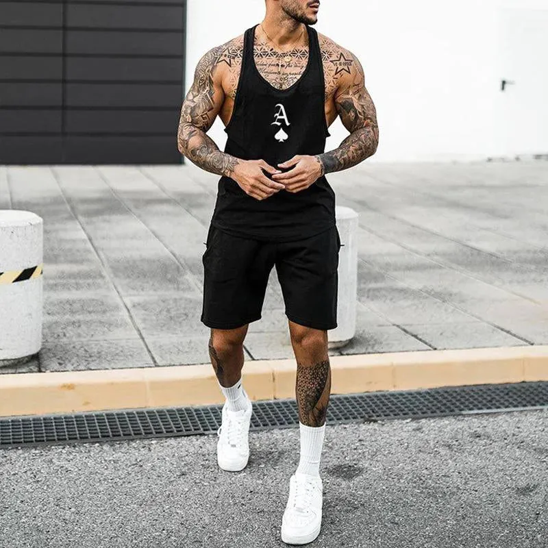 Men's Solid Color Sports Vest Shorts Two-piece Set 13712554X sold by Manly product image thumbnail 2