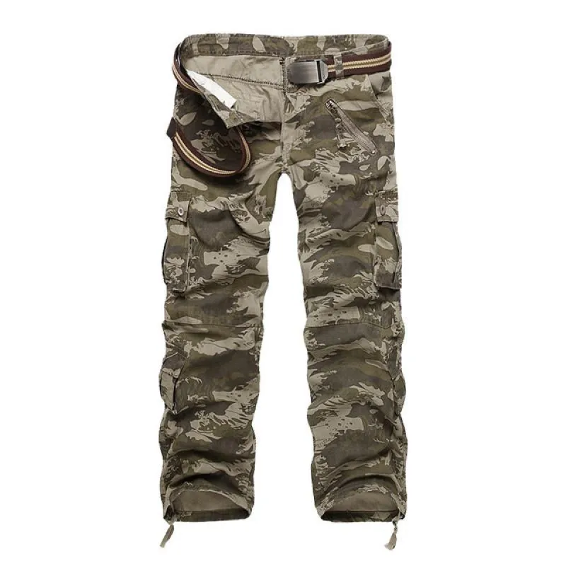 Men's Casual Outdoor Cotton Camouflage Loose Multi-Pocket Cargo Pants (Belt Excluded) 48539045M sold by Manly