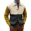 Men's Color Block Lapel Long Sleeve Casual Knit Jacket 44175988X sold by Manly