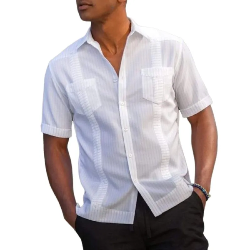 Men's Solid Color Lapel Casual Short Sleeve Shirt 11629530Y sold by Manly