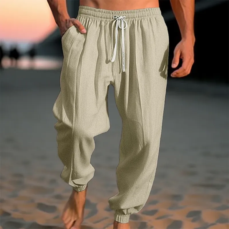 Men's Solid Loose Linen Elastic Waist Casual Pants 48636651Z sold by Manly product image thumbnail 2