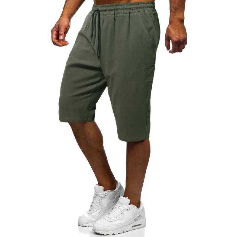 Men's Casual Loose Cotton Linen Blended Elastic Waist Shorts 72829161M sold by Manly
