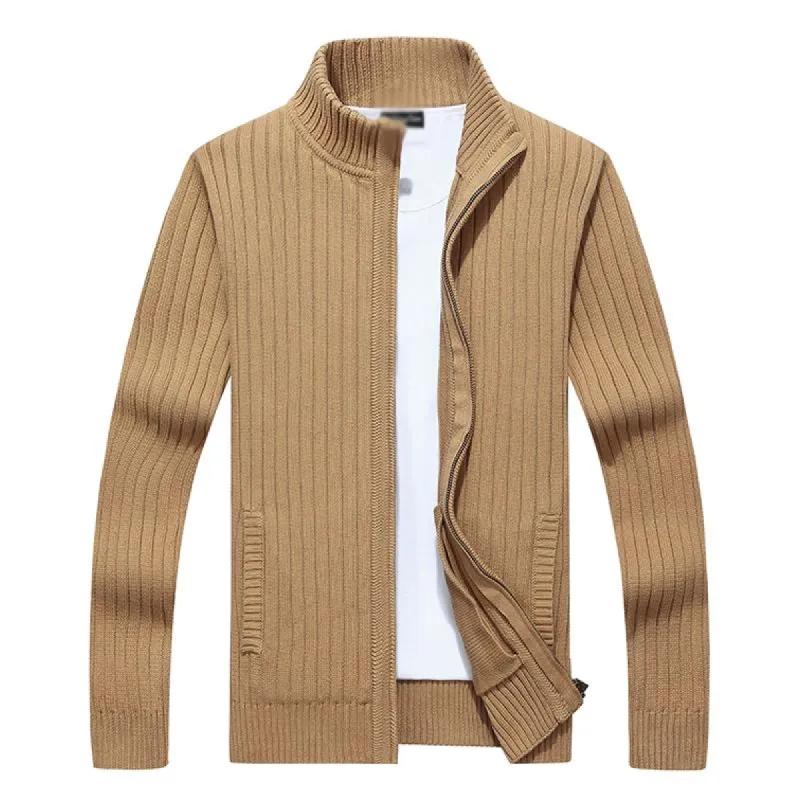 Men's Casual Stand Collar ZIpper Cotton Knit Jacket 46389690M sold by Manly