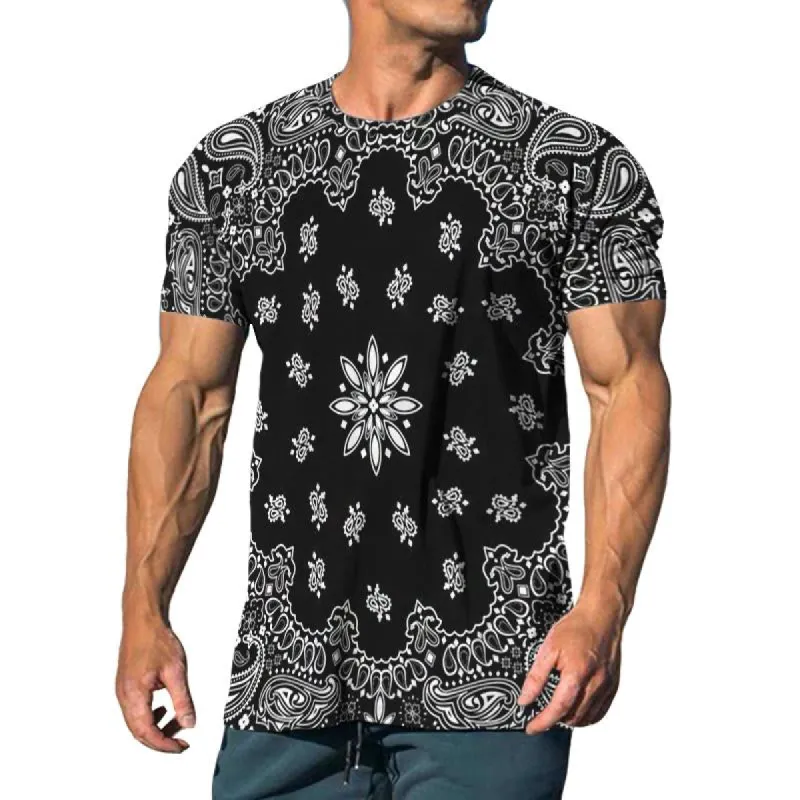 Men's Casual Perris Cashew Flower Short-sleeved T-shirt 06632751TO sold by Manly