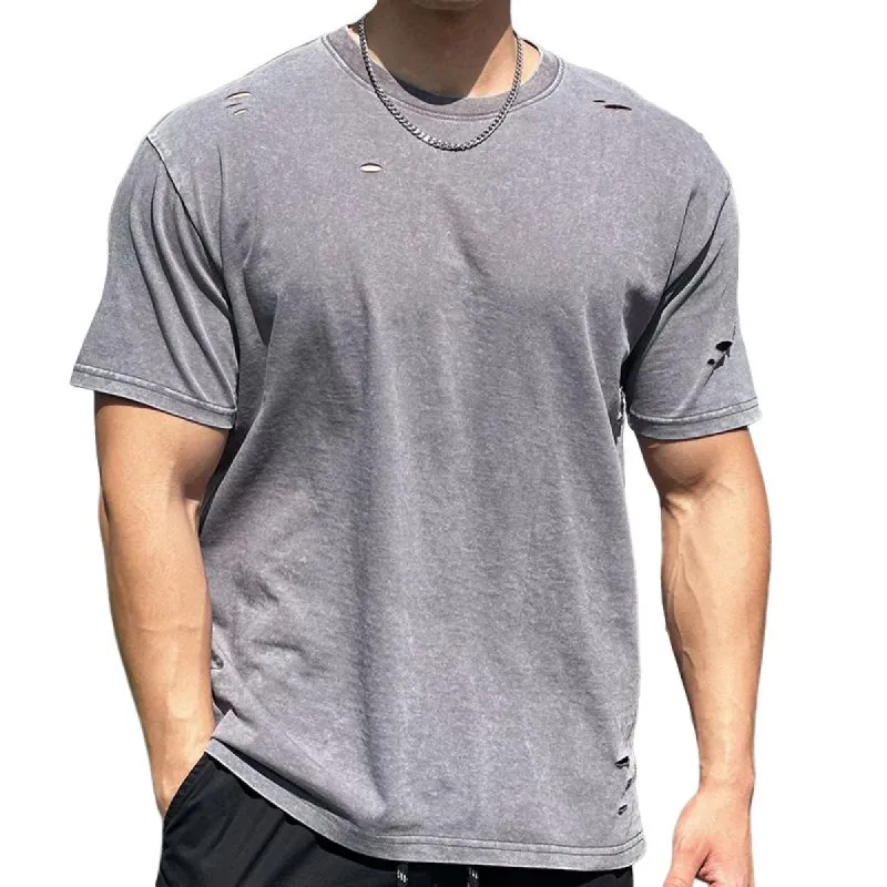 Men's Hole Round Neck Short Sleeve Casual Sports T-Shirt 30558071Z made by Manly