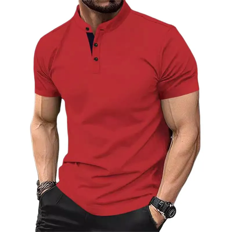 Men's Casual Contrast Henley Collar Short Sleeve T-Shirt 97792724M sold by Manly product image thumbnail 3