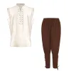Men's Cotton Linen Casual Bandage Tank Top Trousers Set 35092051Y sold by Manly