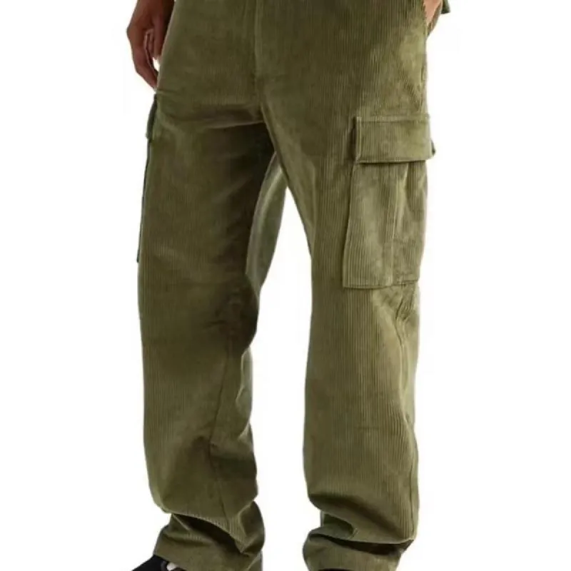 Men's Solid Color Loose Corduroy Multi Pocket Straight Leg Pants 98226358Y sold by Manly