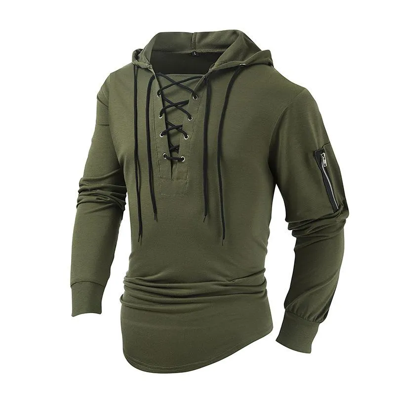 Men's Casual Solid Color Collared Zipper Pocket Long Sleeve Hoodie 23458794M sold by Manly product image thumbnail 4