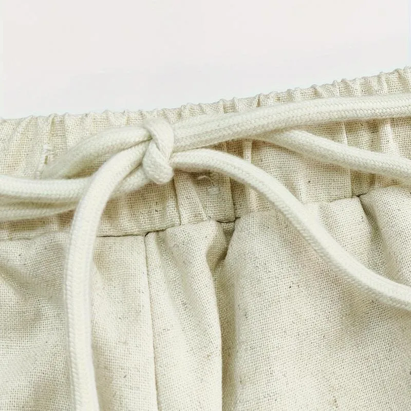 Men's Casual Cotton Linen Elastic Waist Solid Color Loose Shorts 60401806M sold by Manly product image thumbnail 5