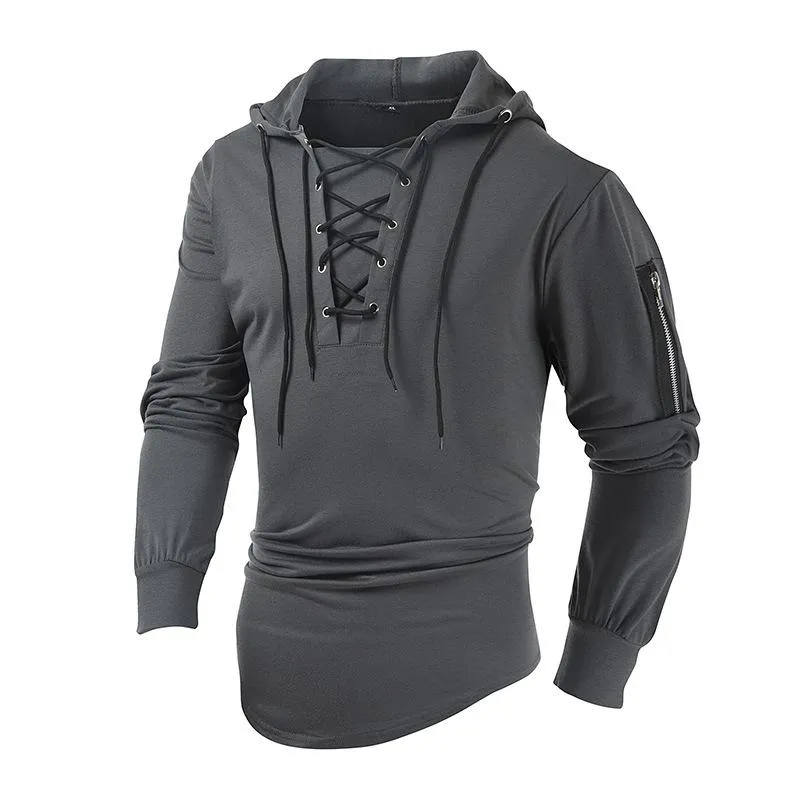 Men's Casual Solid Color Collared Zipper Pocket Long Sleeve Hoodie 23458794M sold by Manly product image thumbnail 3