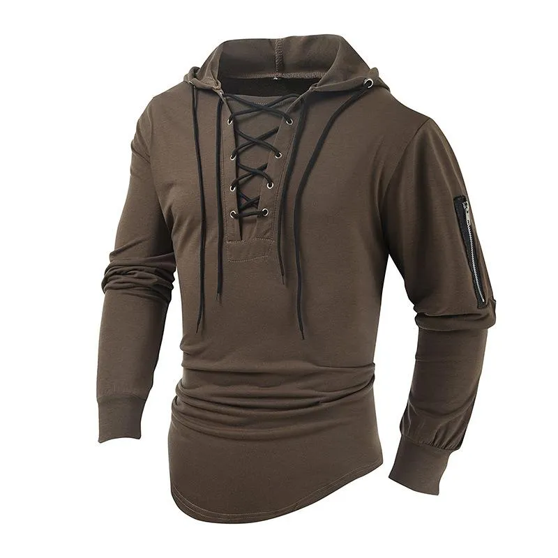Men's Casual Solid Color Collared Zipper Pocket Long Sleeve Hoodie 23458794M sold by Manly product image thumbnail 5