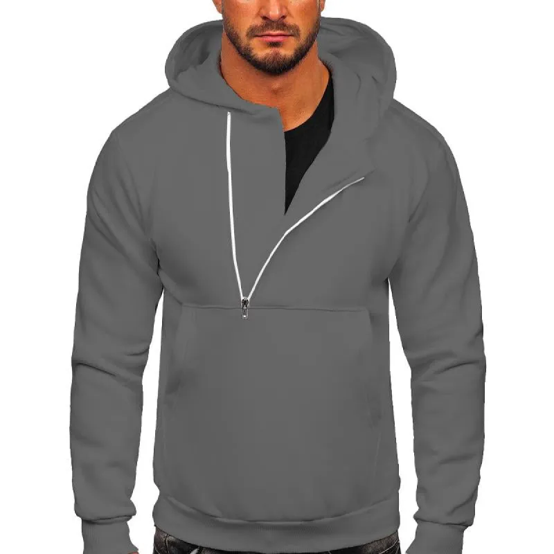 Men's Half-zip Solid Color Casual Hoodie 09077530X sold by Manly