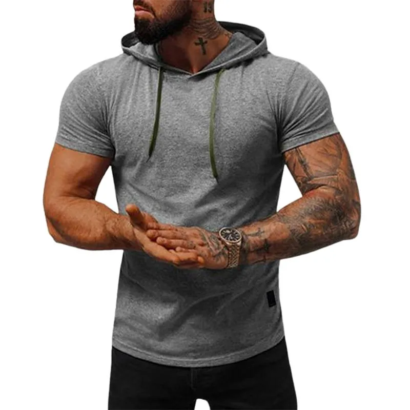 Men's Solid Color Short Sleeve Hoodie 90766212X sold by Manly