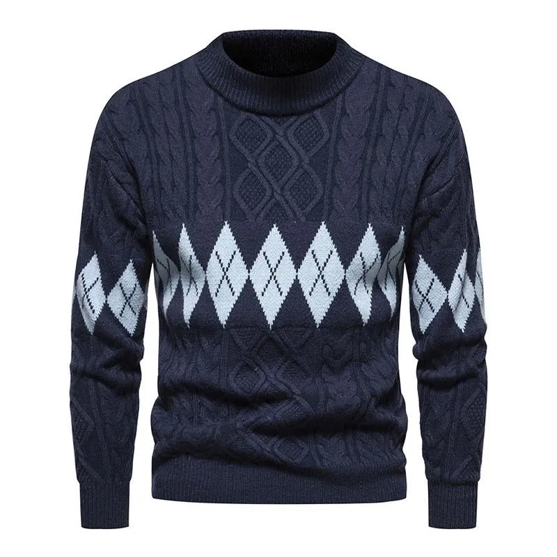 Men's Casual Round Neck Jacquard Knitted Pullover Sweater 80456179M sold by Manly product image thumbnail 4