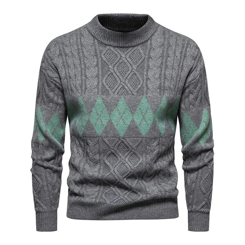 Men's Casual Round Neck Jacquard Knitted Pullover Sweater 80456179M sold by Manly
