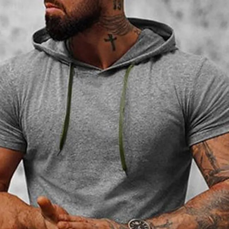 Men's Solid Color Short Sleeve Hoodie 90766212X sold by Manly product image thumbnail 3
