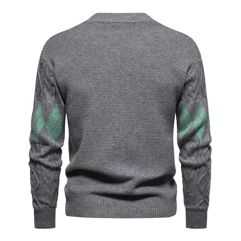 Men's Casual Round Neck Jacquard Knitted Pullover Sweater 80456179M sold by Manly product image thumbnail 3
