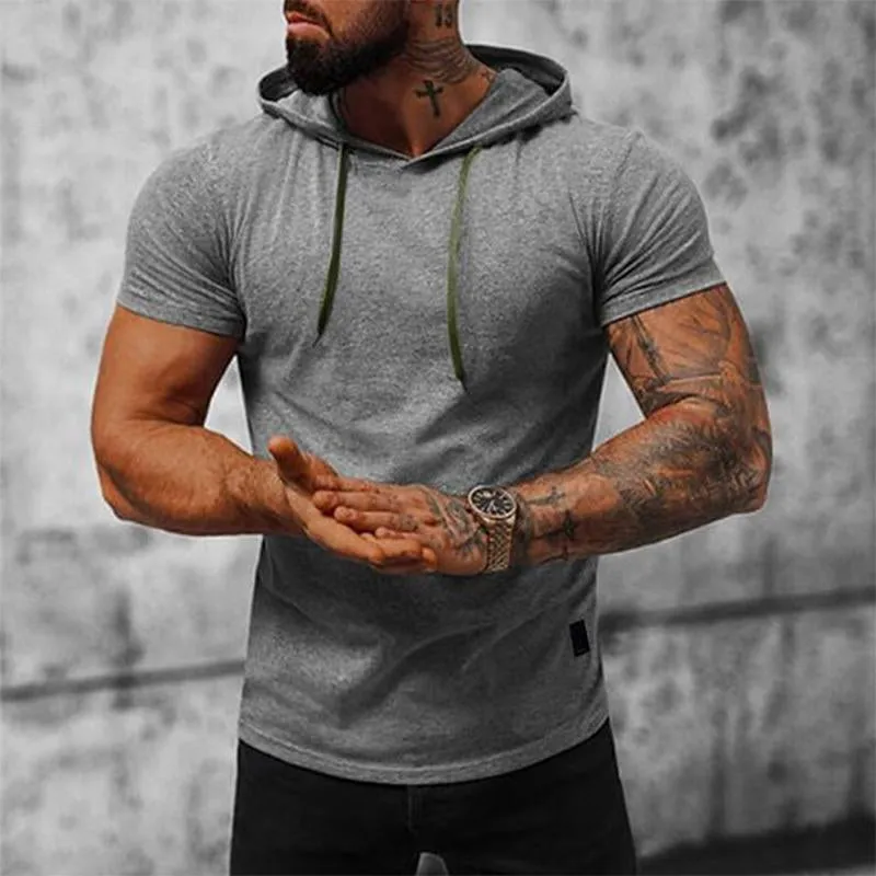 Men's Solid Color Short Sleeve Hoodie 90766212X sold by Manly product image thumbnail 2