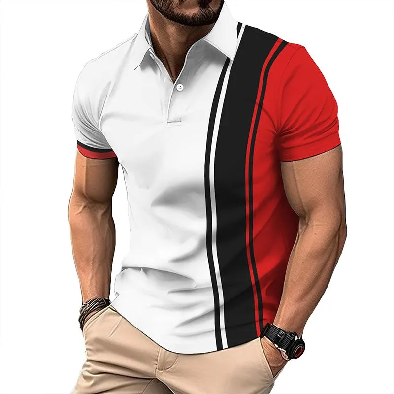 Men's Retro Color Block Short Sleeve Polo Shirt 75483264TO sold by Manly
