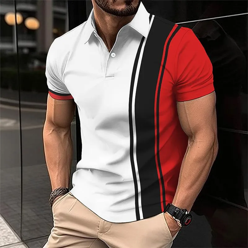 Men's Retro Color Block Short Sleeve Polo Shirt 75483264TO sold by Manly product image thumbnail 2