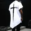 Men's Cross Print Round Neck Irregular Hem Loose Casual T-shirt 41859128Z sold by Manly