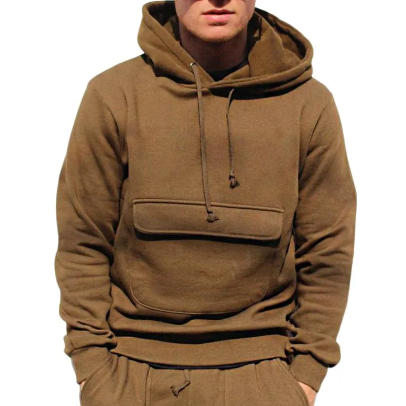 Men's Retro Casual Solid Pocket Hoodie 26618722TO sold by Manly
