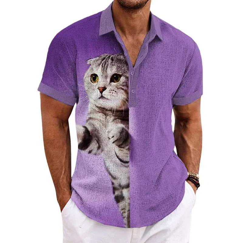 Men's Casual Linen Cotton Lapel Short-sleeved Shirt 55080607X sold by Manly product image thumbnail 4