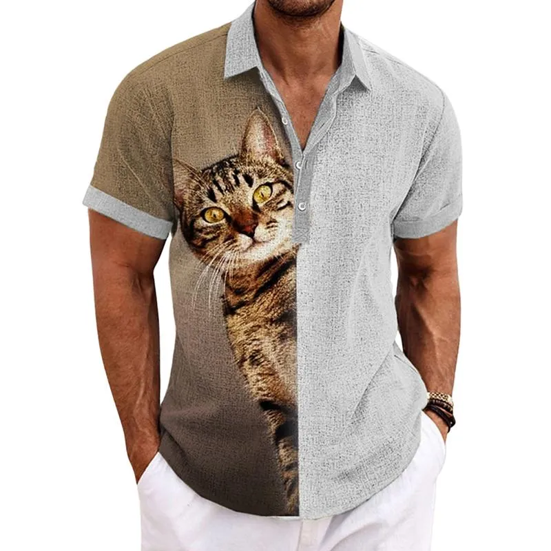 Men's Casual Linen Cotton Lapel Short-sleeved Shirt 55080607X sold by Manly