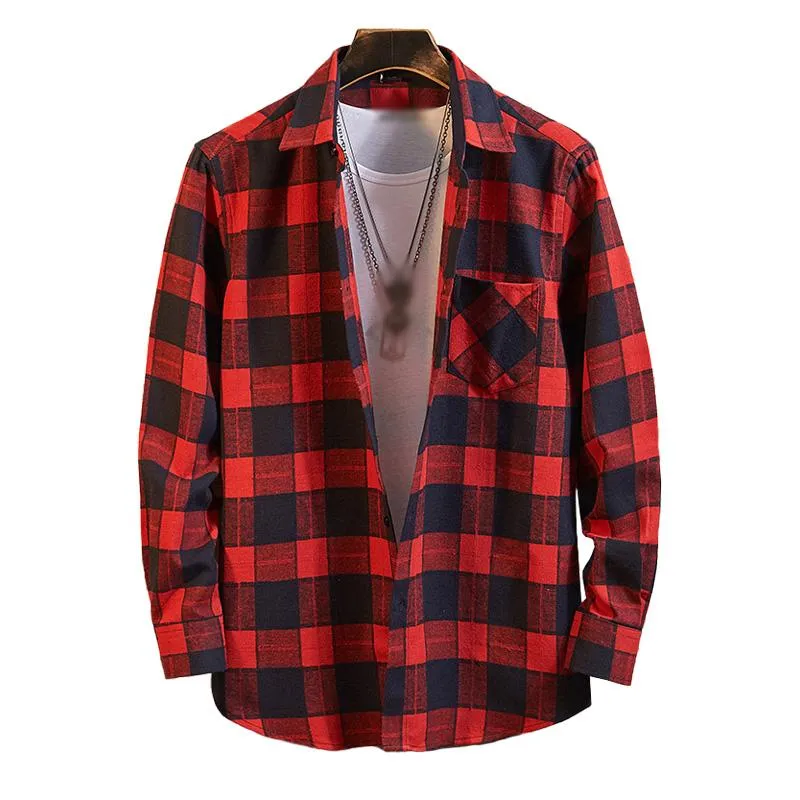 Men's Casual Flannel Plaid Lapel Long Sleeve Shirt 95681855M sold by Manly product image thumbnail 2