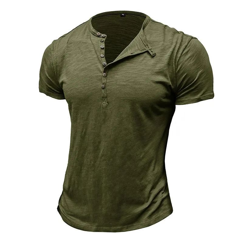 Men's Casual Solid Color Henley Collar Short Sleeve T-Shirt 45227245M sold by Manly product image thumbnail 2