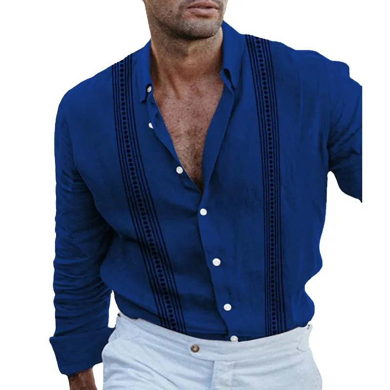 Men's Vintage Print Long Sleeve Lapel Short Sleeve Shirt 01069929X sold by Manly product image thumbnail 2