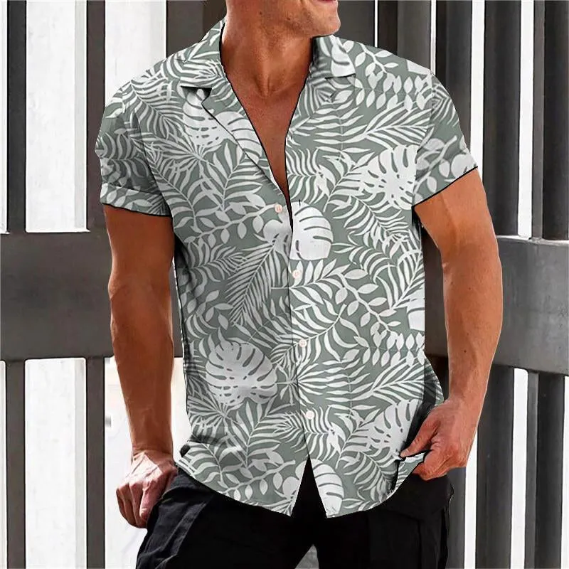 Men's Casual Monstera Hawaiian Lapel Short Sleeve Shirt 08249063TO sold by Manly product image thumbnail 2
