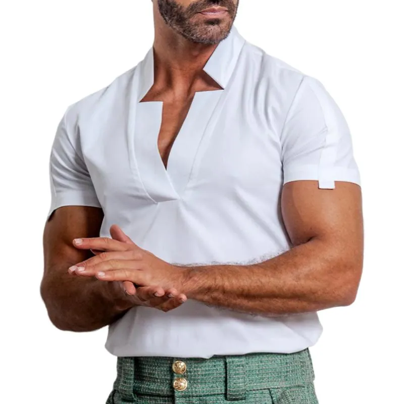 Men's Irregular Collar Short Sleeve Casual Shirt 12063737Z sold by Manly
