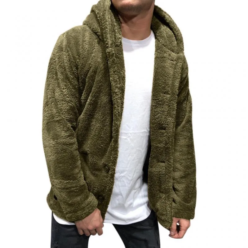Men's Hooded Single Breasted Fleece Jacket 12875270Z sold by Manly